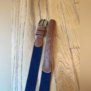 Vintage Coach Belt Natural Navy Linen and Brown Leather women